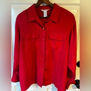 Anna And Frank Bold Red Silk Blouse Large washable